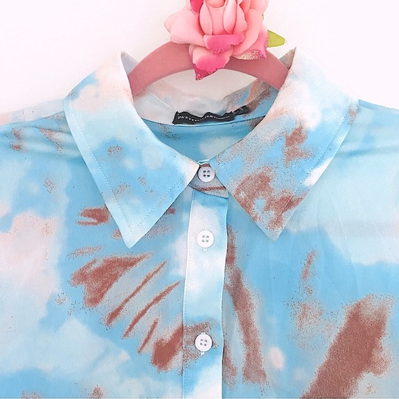 💕Pretty Blue Long Sleeves Button-Down Blouse SZ 4 - Picture 3 of 11